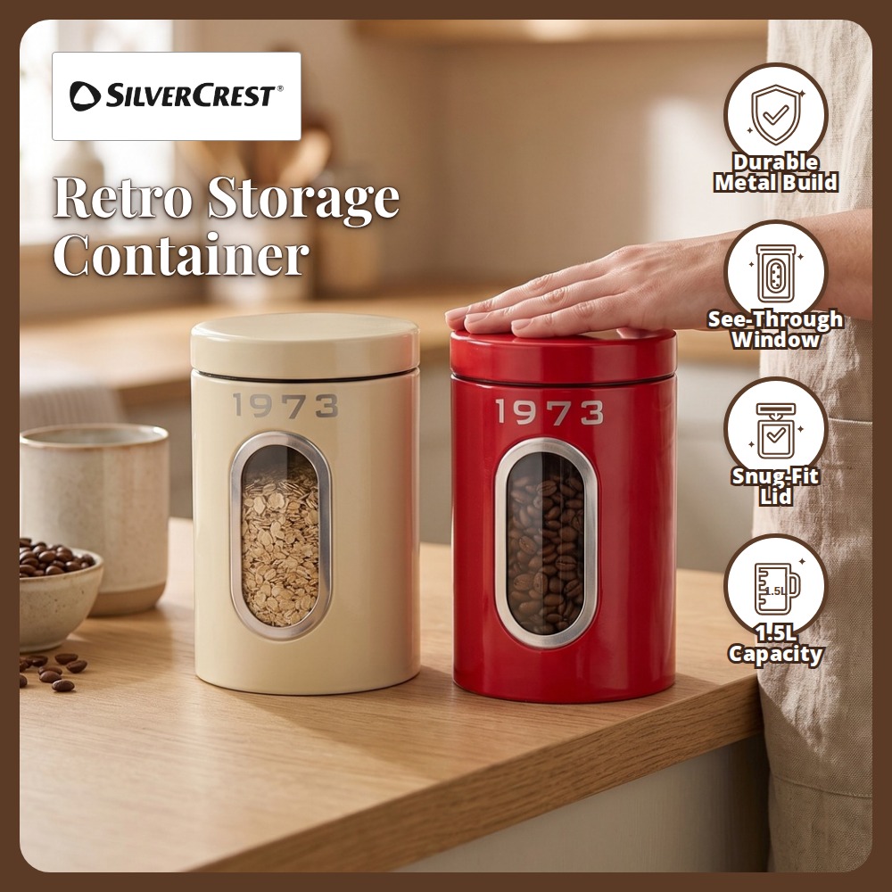 [HOUZE] 'SilverCrest' 1.5L Storage Container Set of 2 | Cream, Red, Black