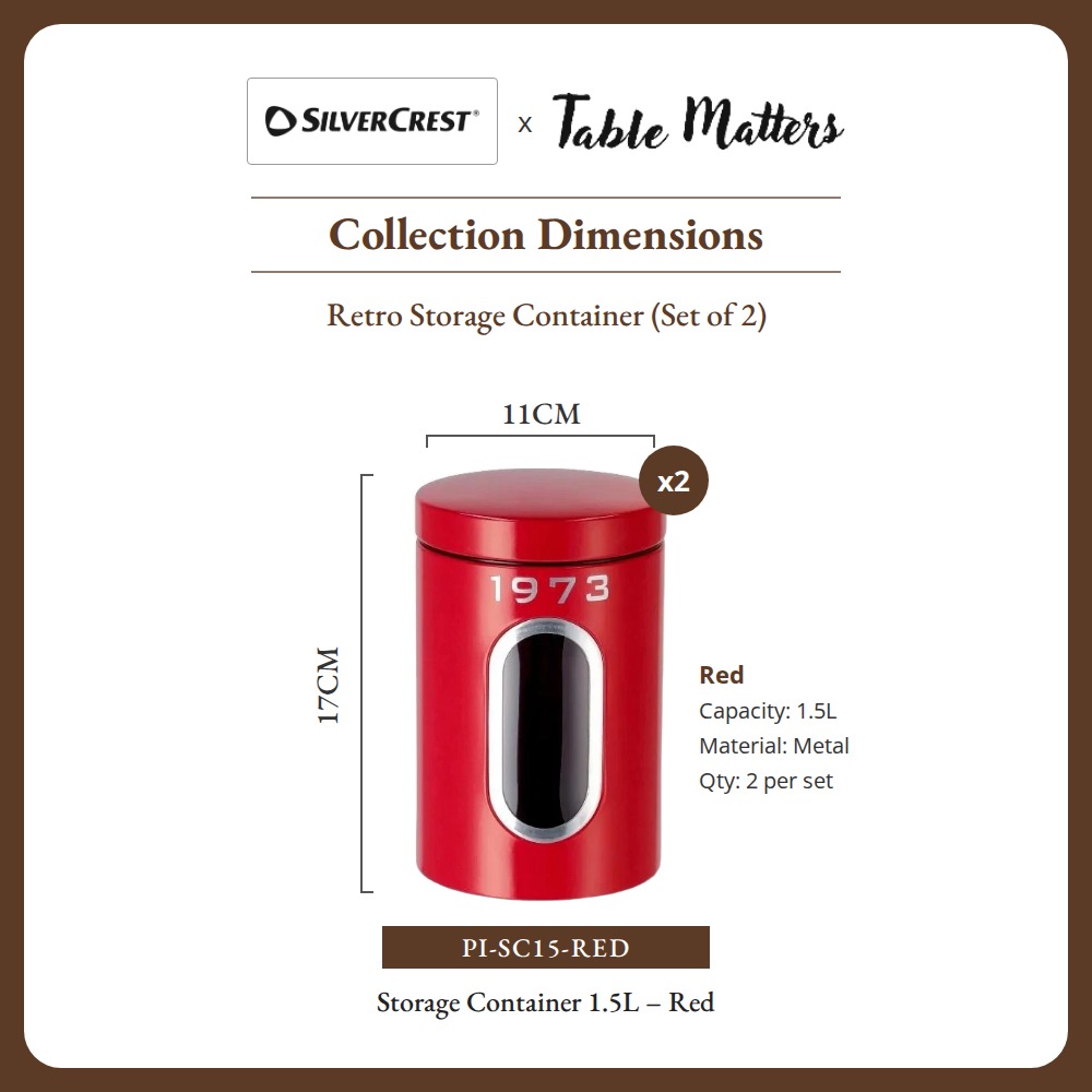 [HOUZE] 'SilverCrest' 1.5L Storage Container Set of 2 | Cream, Red, Black