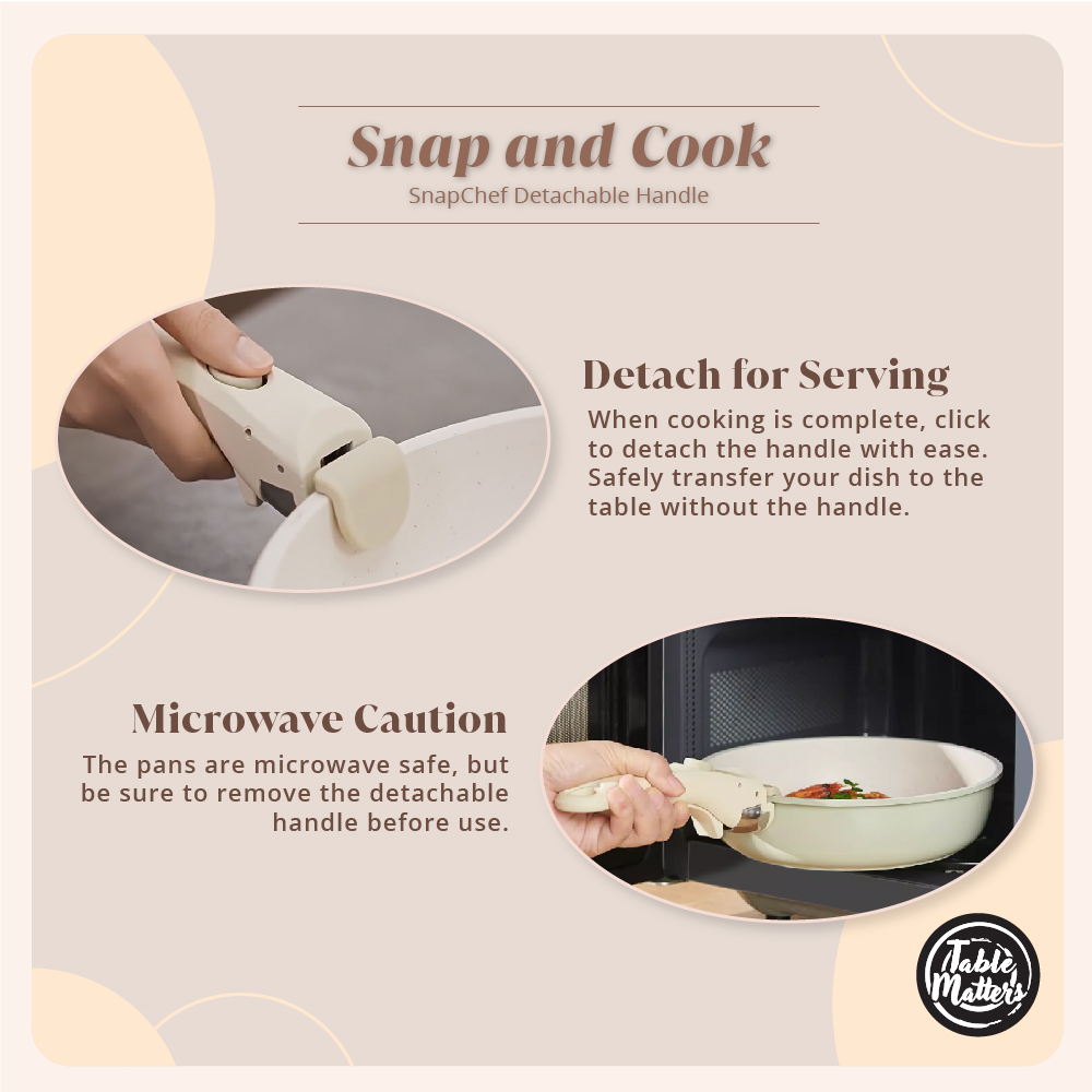 SnapChef - 10pcs Detachable Handle Cookware Set | Non Stick | Induction Friendly | Lightweight