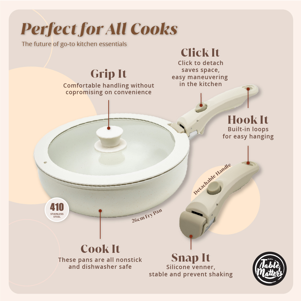 SnapChef - 10pcs Detachable Handle Cookware Set | Non Stick | Induction Friendly | Lightweight