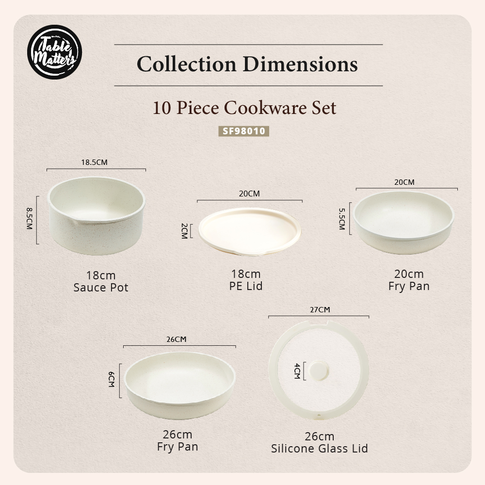 SnapChef - 10pcs Detachable Handle Cookware Set | Non Stick | Induction Friendly | Lightweight