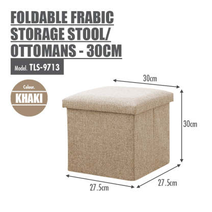 HOUZE - Foldable Fabric Storage Stool/Ottomans (30cm) - Available in 3 colors