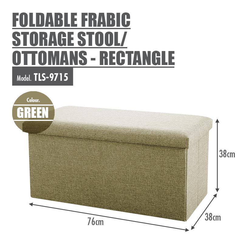 Foldable Fabric Storage Stool/Ottomans - Rectangle (Green) - HOUZE - The Homeware Superstore