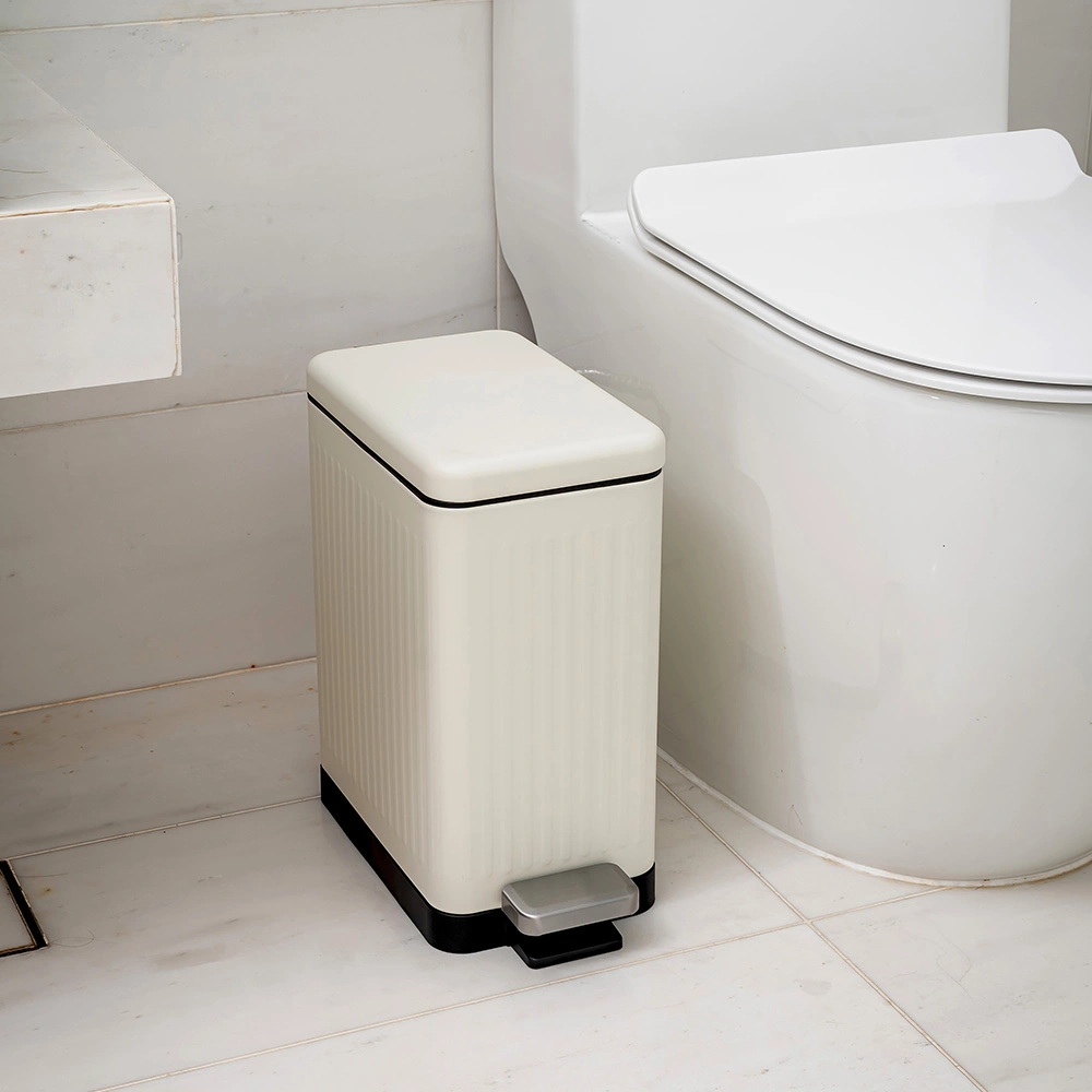 HOUZE - 8L|10L|15L MIRA Matte Slim Step Bin 2 Color [White | Grey] - Dustbin | Soft closing | Trash can | Garbage
