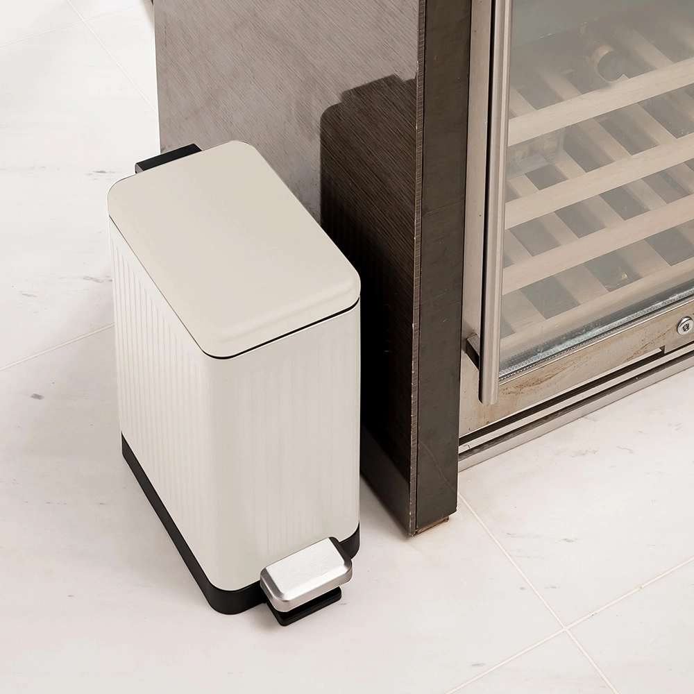 HOUZE - 8L|10L|15L MIRA Matte Slim Step Bin 2 Color [White | Grey] - Dustbin | Soft closing | Trash can | Garbage