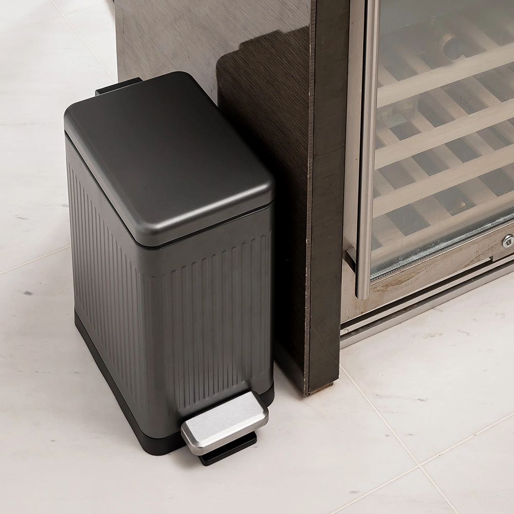 HOUZE - 8L|10L|15L MIRA Matte Slim Step Bin 2 Color [White | Grey] - Dustbin | Soft closing | Trash can | Garbage