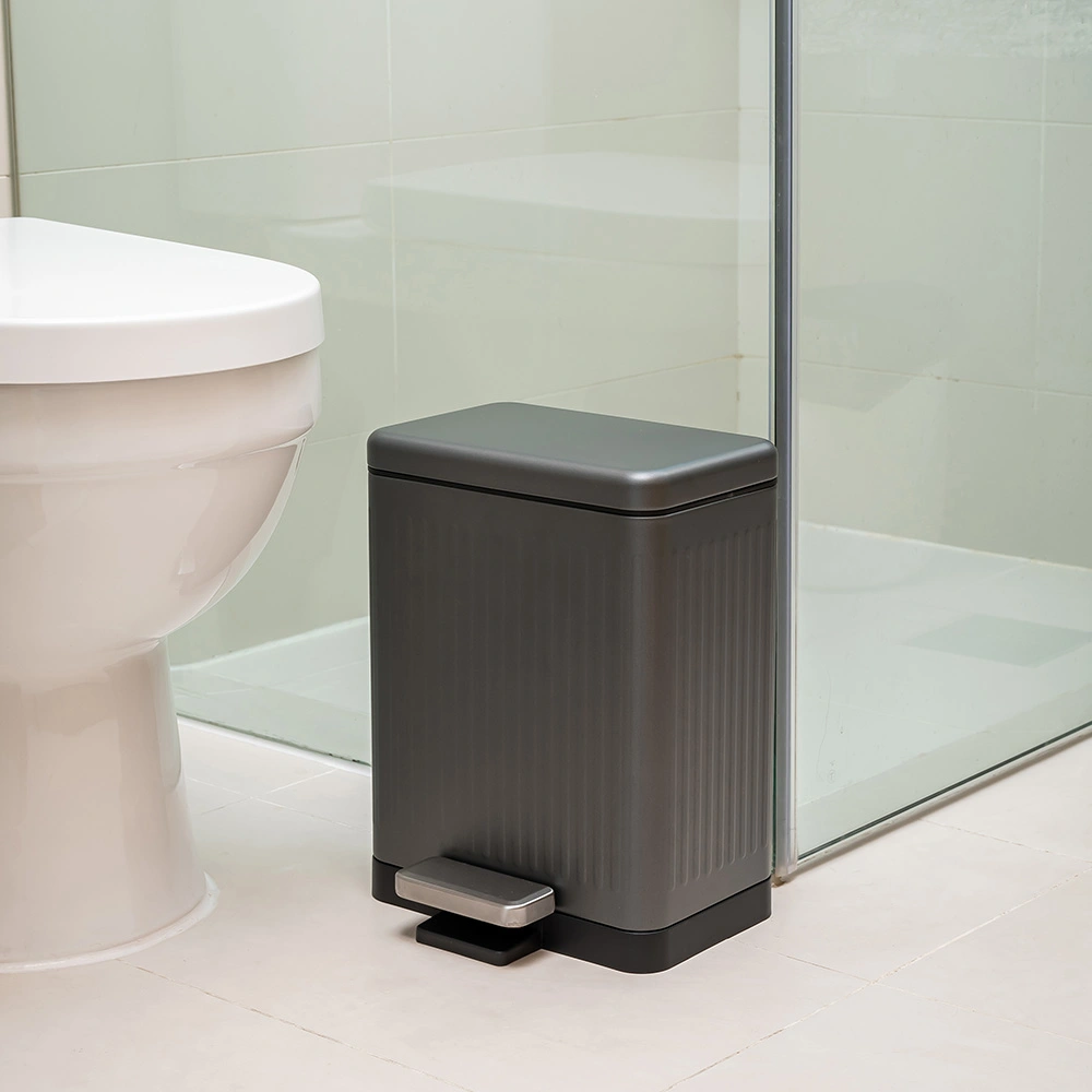 HOUZE - 8L|10L|15L MIRA Matte Slim Step Bin 2 Color [White | Grey] - Dustbin | Soft closing | Trash can | Garbage