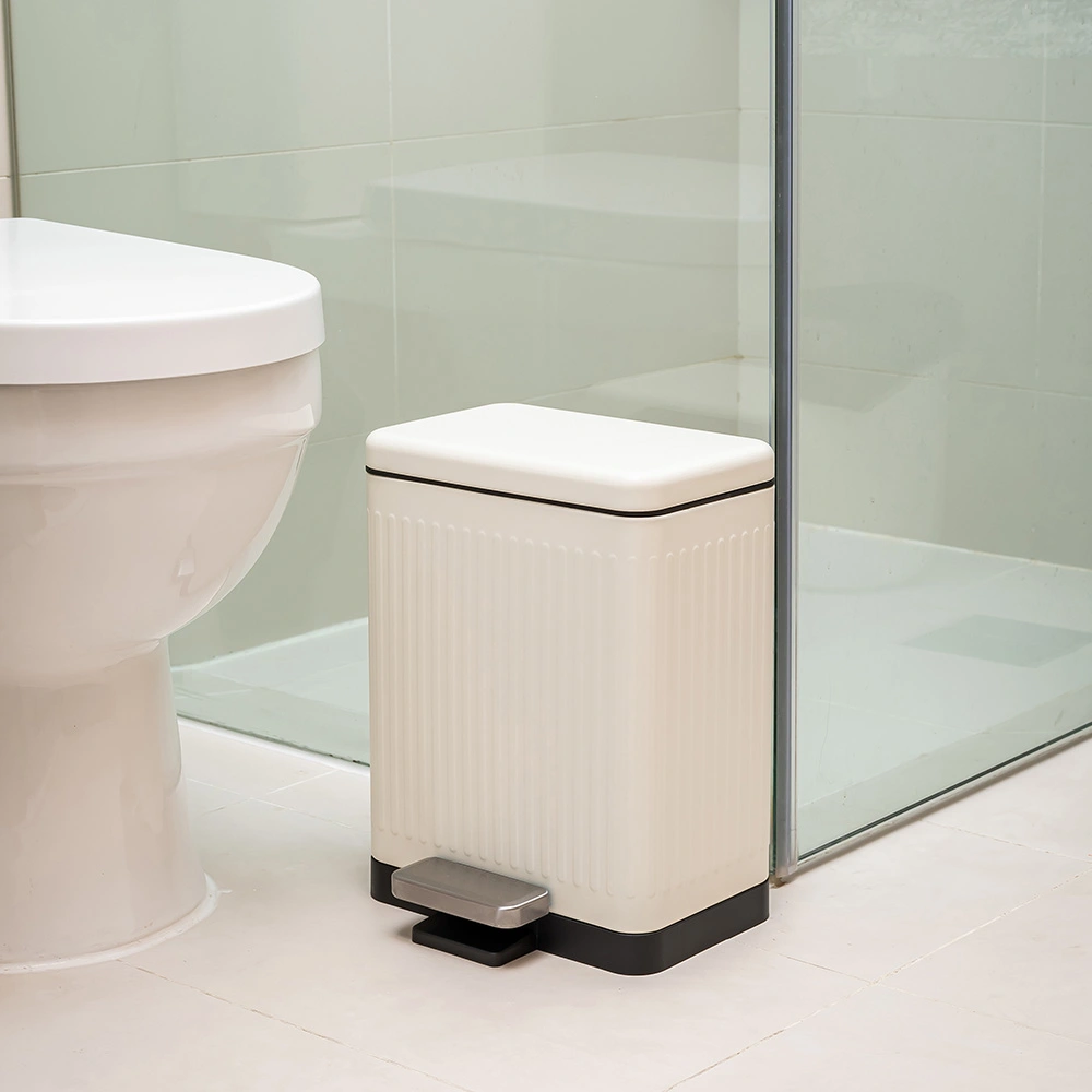 HOUZE - 8L|10L|15L MIRA Matte Slim Step Bin 2 Color [White | Grey] - Dustbin | Soft closing | Trash can | Garbage