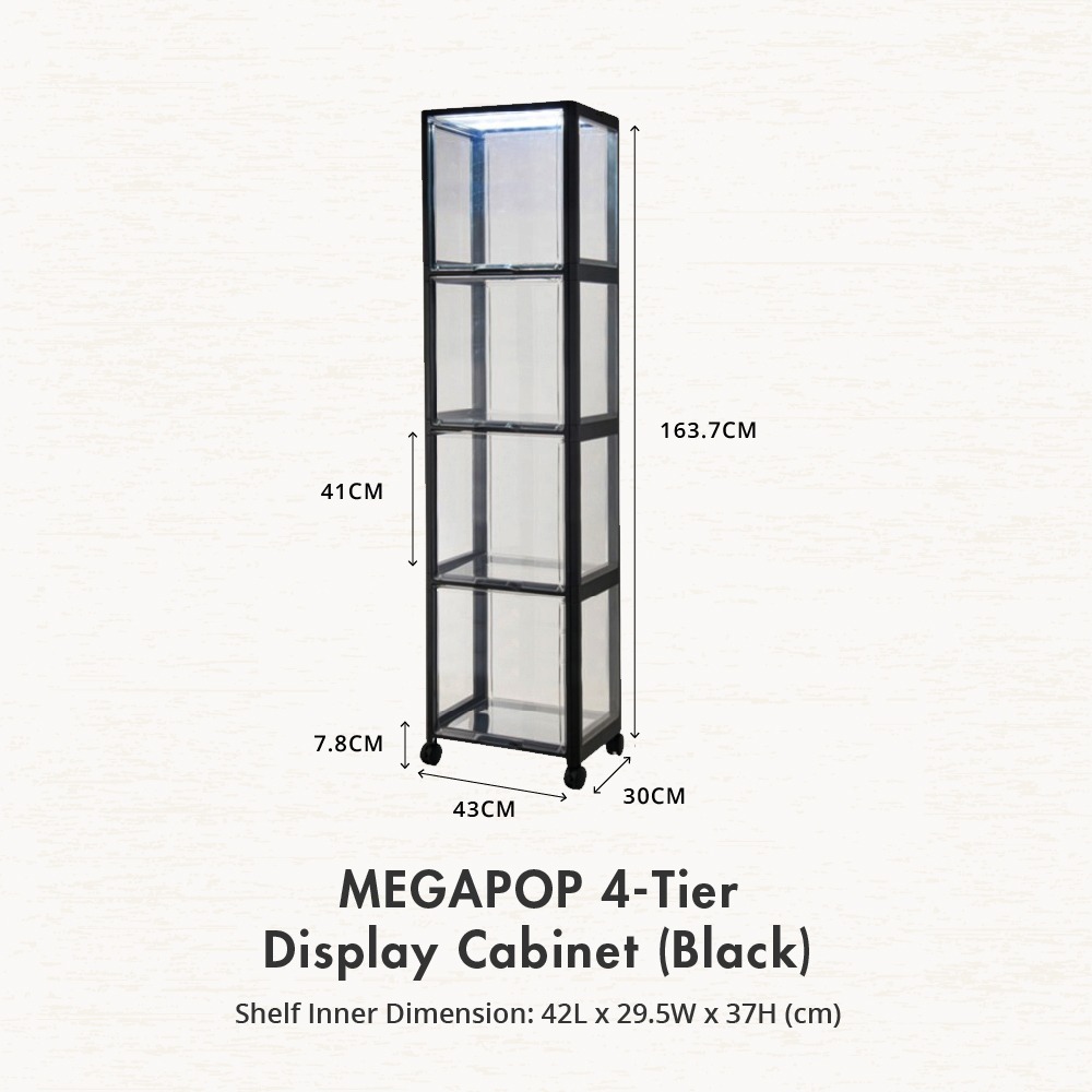 HOUZE - 'MegaPop' Display Cabinet (White | Black) [2 | 3 | 4 Tier]