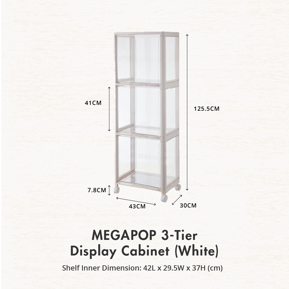 HOUZE - 'MegaPop' Display Cabinet (White | Black) [2 | 3 | 4 Tier]
