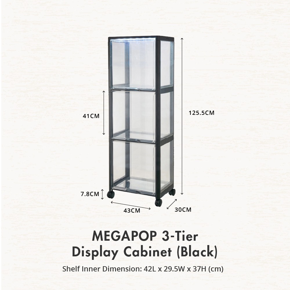 HOUZE - 'MegaPop' Display Cabinet (White | Black) [2 | 3 | 4 Tier]