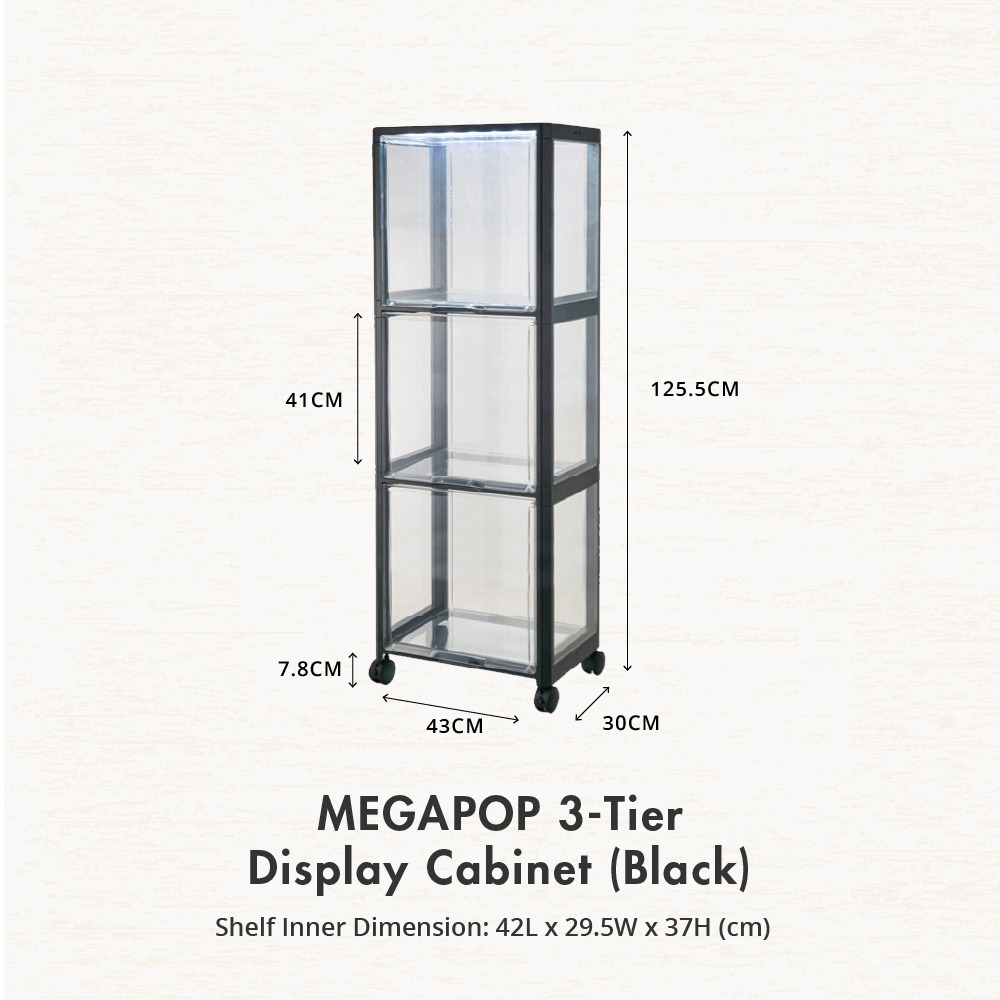 HOUZE - 'MegaPop' Display Cabinet (White | Black) [2 | 3 | 4 Tier]