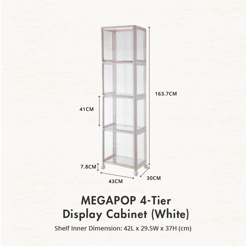HOUZE - 'MegaPop' Display Cabinet (White | Black) [2 | 3 | 4 Tier]