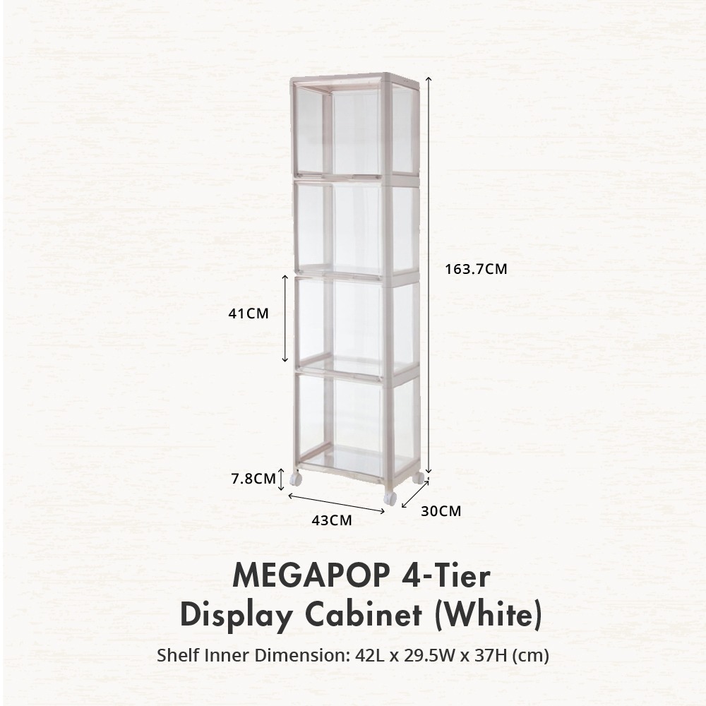HOUZE - 'MegaPop' Display Cabinet (White | Black) [2 | 3 | 4 Tier]