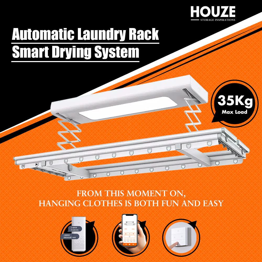 HOUZE - Xiaomi Automatic Laundry Rack Drying Rack - Smart Drying System + Free Installation