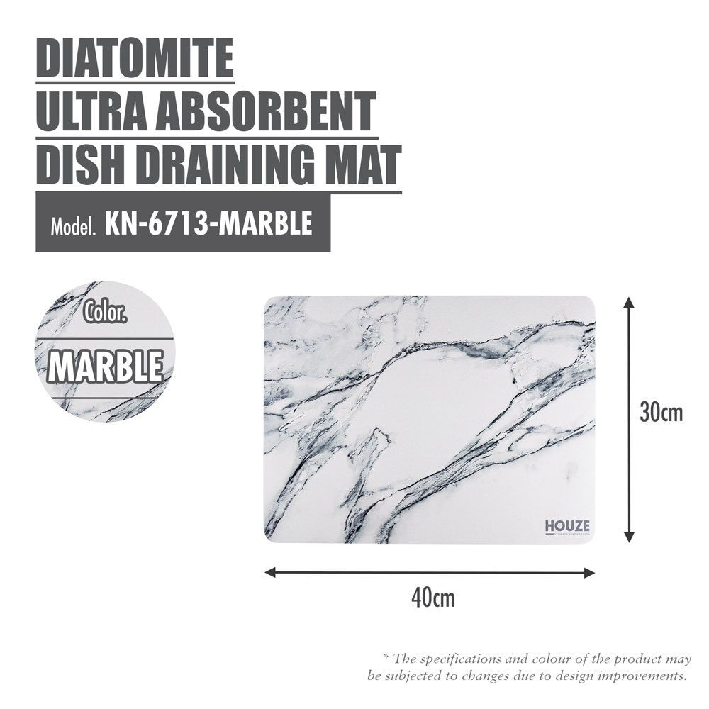 HOUZE - Diatomite Ultra Absorbent Dish Draining Mat (Marble)