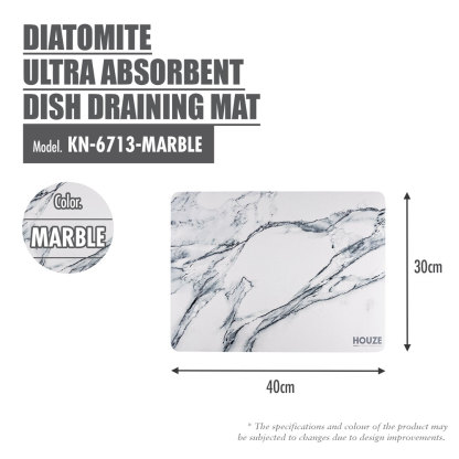 HOUZE - Diatomite Ultra Absorbent Dish Draining Mat (Marble)