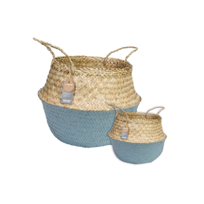 ecoHOUZE Seagrass Plant Basket With Handles - Grey