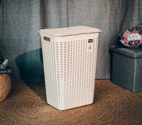 HOUZE - 60L Rattan Tall Laundry Basket