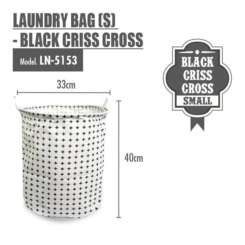 HOUZE - Laundry Bag (Small) - Black Criss Cross - HOUZE - The Homeware Superstore
