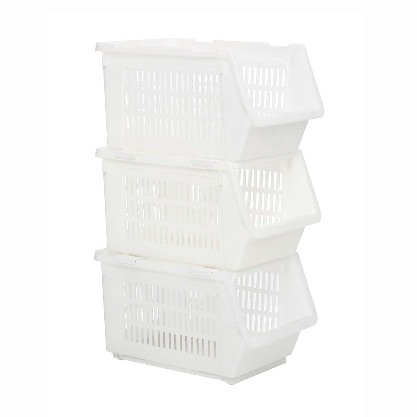 HOUZE Stackable Multi Purpose Rectangle Basket (White) - HOUZE - The Homeware Superstore