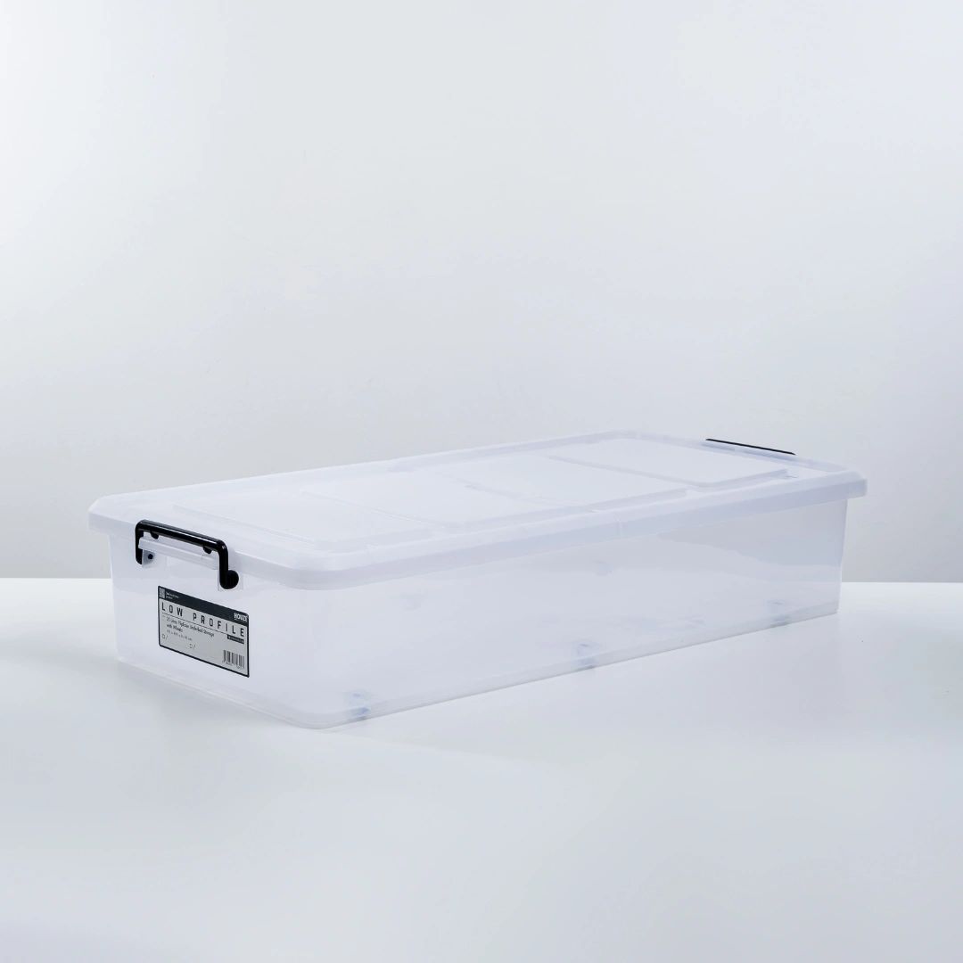 'Low Profile' Underbed Storage Box With Wheels 35L / 45L (Clear) -  Plastic | Container