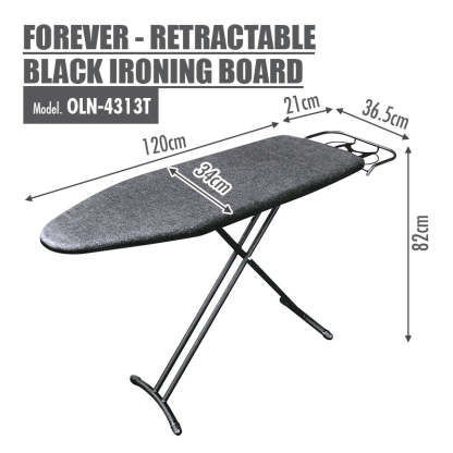 FOREVER - Retractable Black Ironing Board (Dim: 131 x 33cm) - HOUZE - The Homeware Superstore