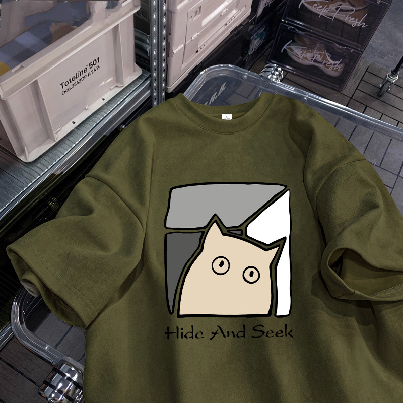 麂皮絨t恤男士夏季美式hiphop寬鬆百搭五分袖體恤情侶男生短袖