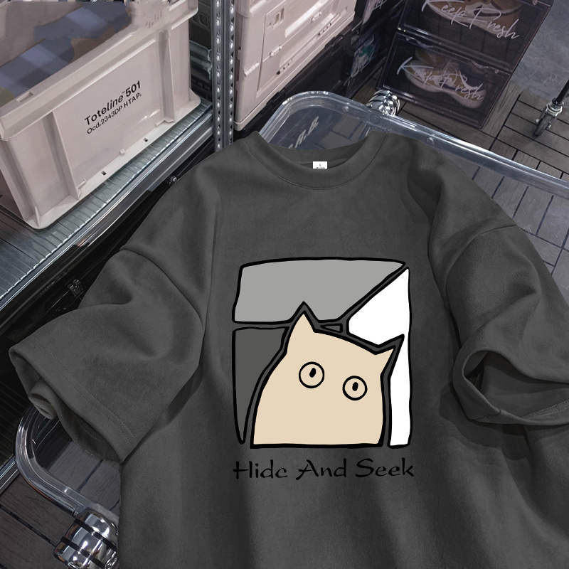 麂皮絨t恤男士夏季美式hiphop寬鬆百搭五分袖體恤情侶男生短袖