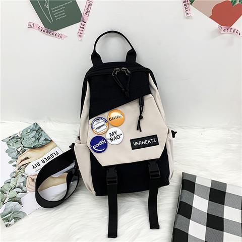 日系休閑大容量撞色斜挎單肩胸包-vivivale