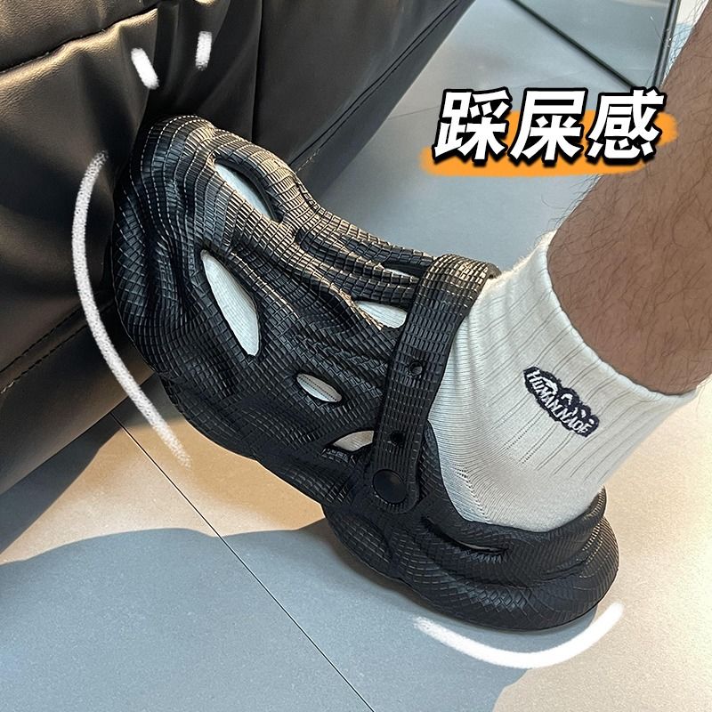 外穿透氣防滑厚底開車帶後跟沙灘拖鞋洞洞鞋鞋靴