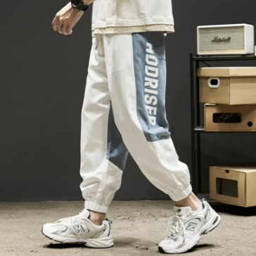 美式休閒涼感速乾冰絲束腳運動工裝褲-vivivale