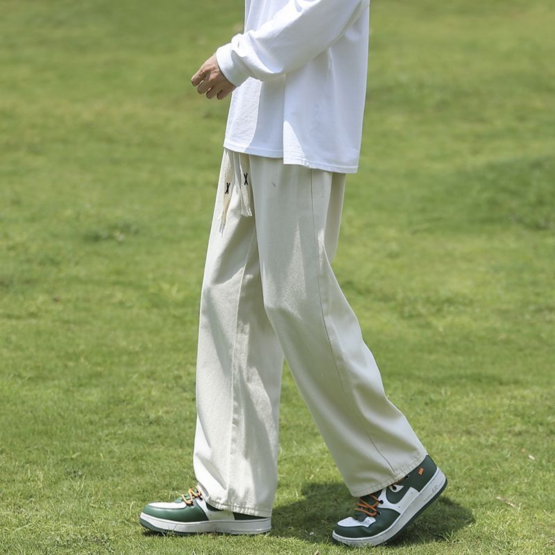 夏季薄款日系直筒運動百搭寬鬆闊腿休閒褲