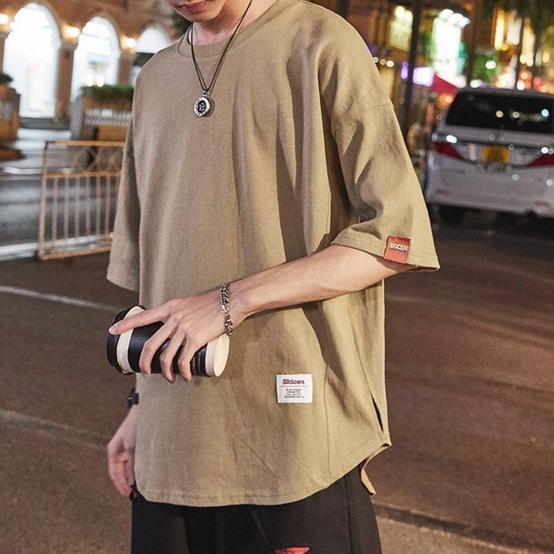 夏季男士短袖寬鬆T恤韓版潮流衣服帥氣男裝學生五分袖男