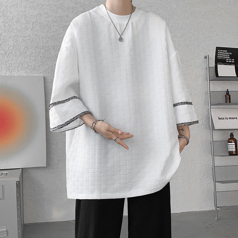 美式重磅oversize小香風設計感小眾七分短袖-vivivale