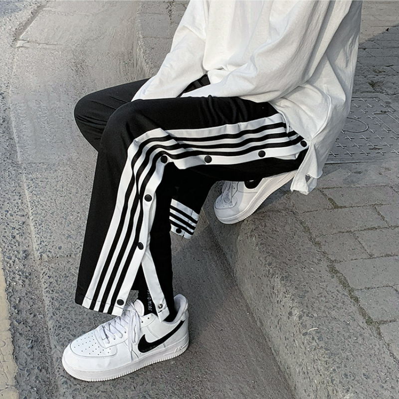 全開扣排扣褲潮流百搭高街百搭寬鬆運動褲