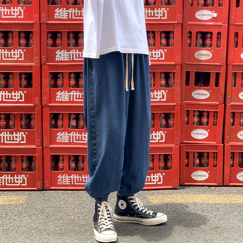 百搭潮流九分牛仔褲束腳褲裝-vivivale