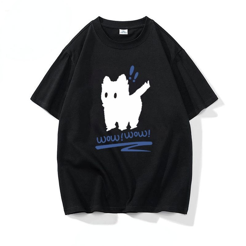 【單件/套裝】貓咪純棉潮流短袖+休閒運動短褲兩件套裝-vivivale