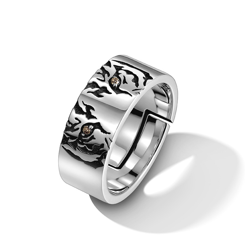 冷淡風開口可調節潮流復古貓咪戒指-vivivale