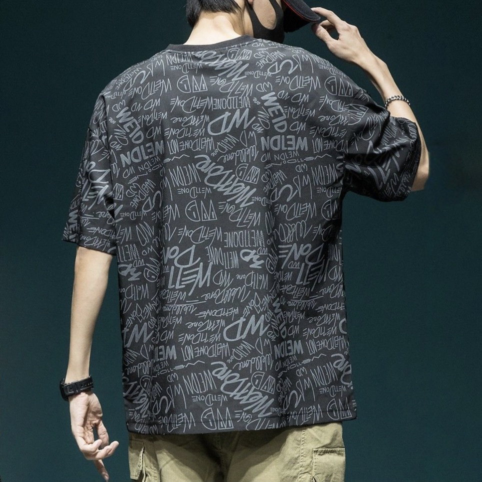 日系涼感冰絲薄款潮流寬鬆大碼短袖T恤-vivivale