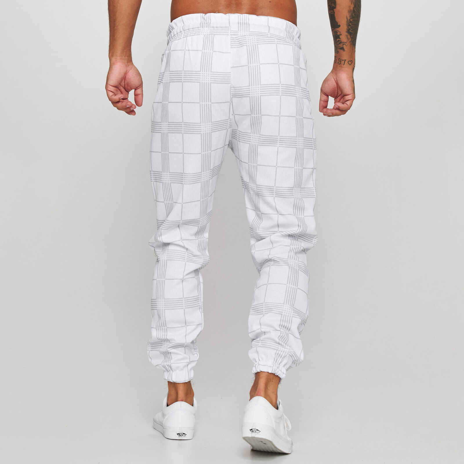 熱售款！方格子3D數碼印花休閒健身束腳褲-vivivale