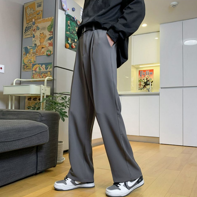 高級感垂感直筒寬松休閑闊腿百搭西裝長褲-vivivale