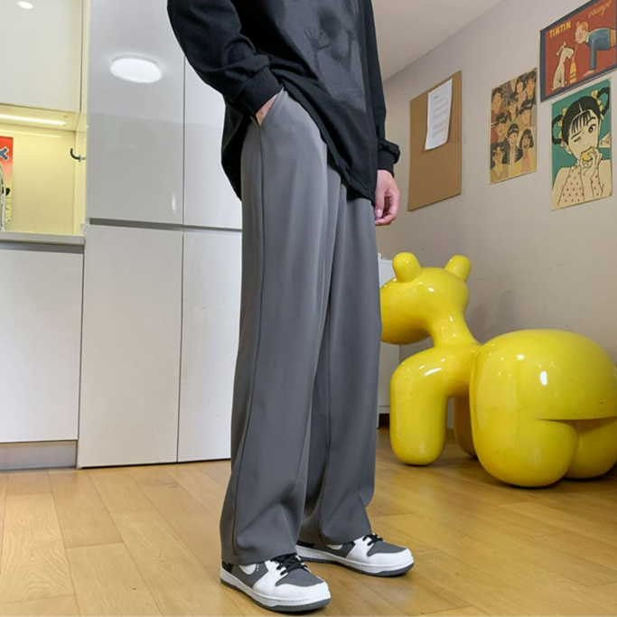 高級感垂感直筒寬松休閑闊腿百搭西裝長褲-vivivale