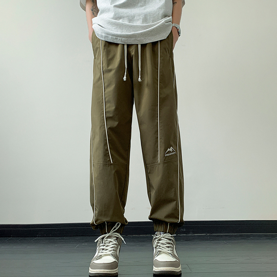 美式戶外衝鋒衛褲休閒抽繩直筒束腳傘兵褲-vivivale