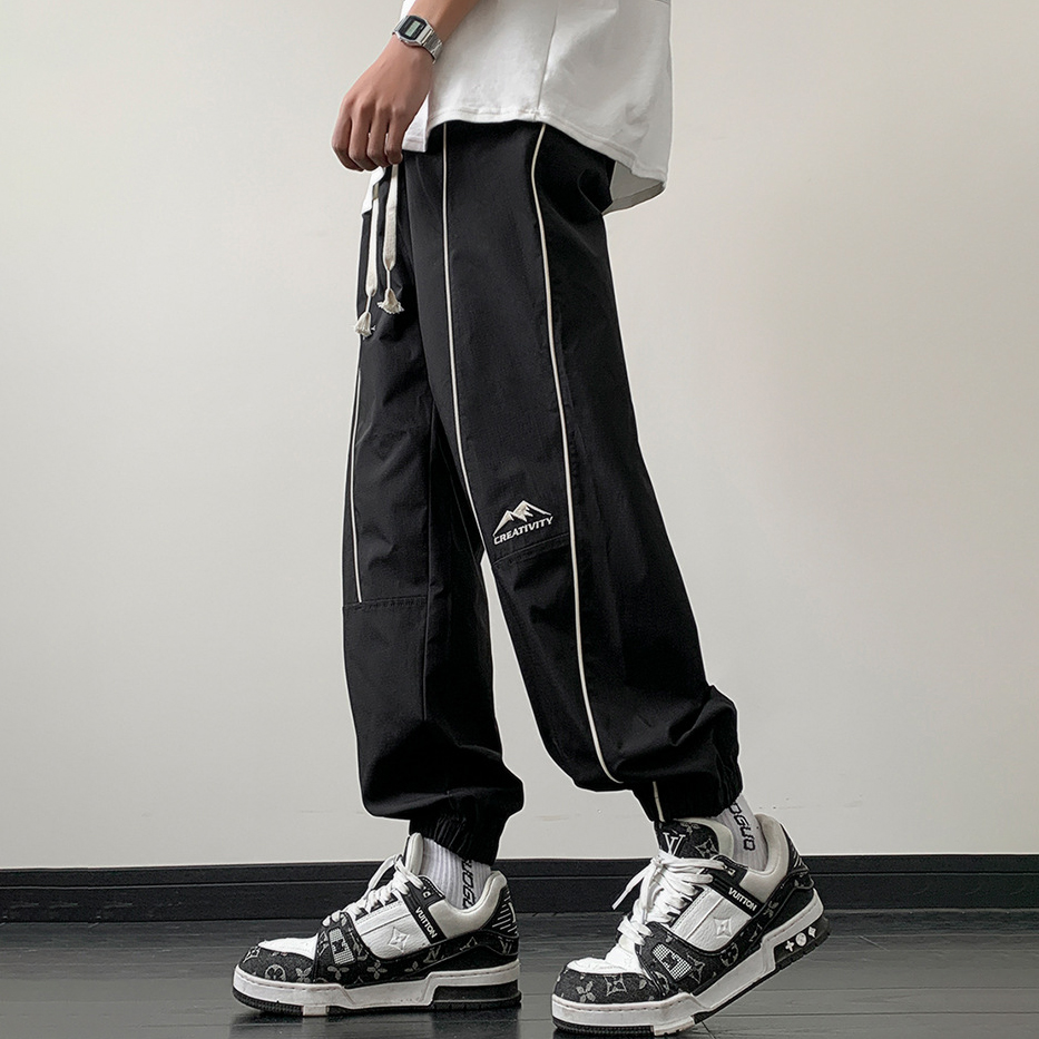 美式戶外衝鋒衛褲休閒抽繩直筒束腳傘兵褲-vivivale