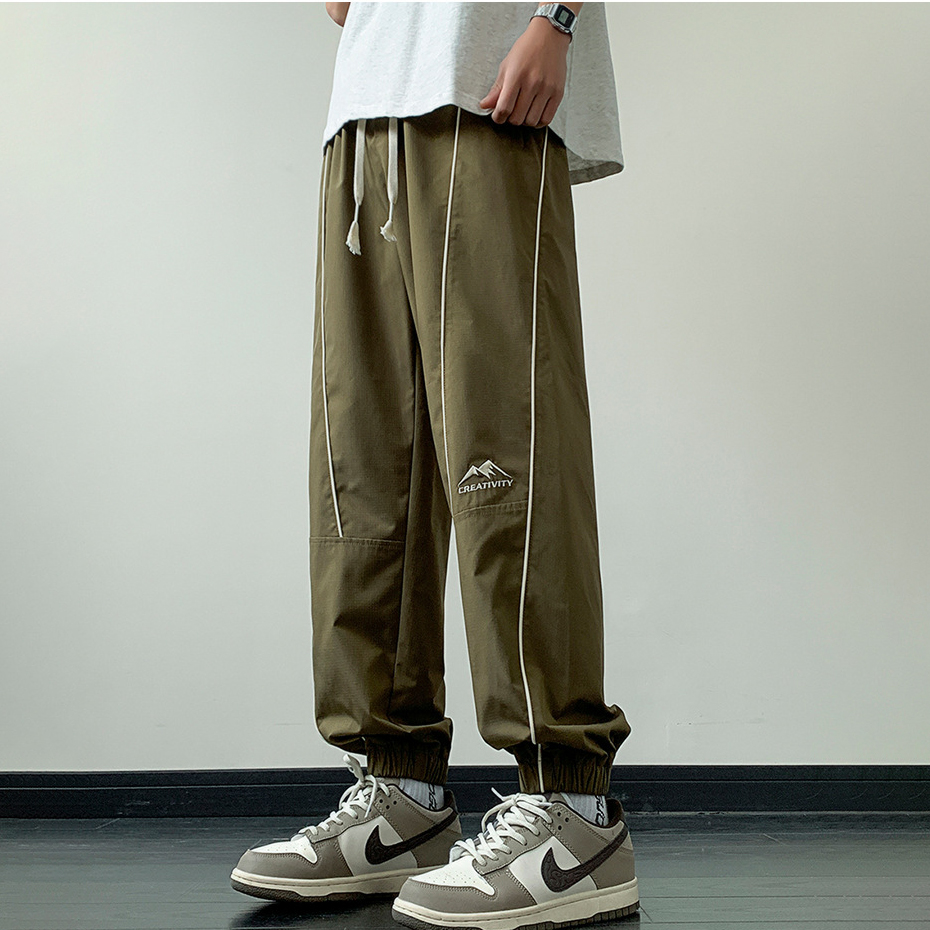 美式戶外衝鋒衛褲休閒抽繩直筒束腳傘兵褲-vivivale