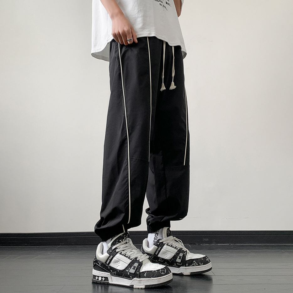 美式戶外衝鋒衛褲休閒抽繩直筒束腳傘兵褲-vivivale