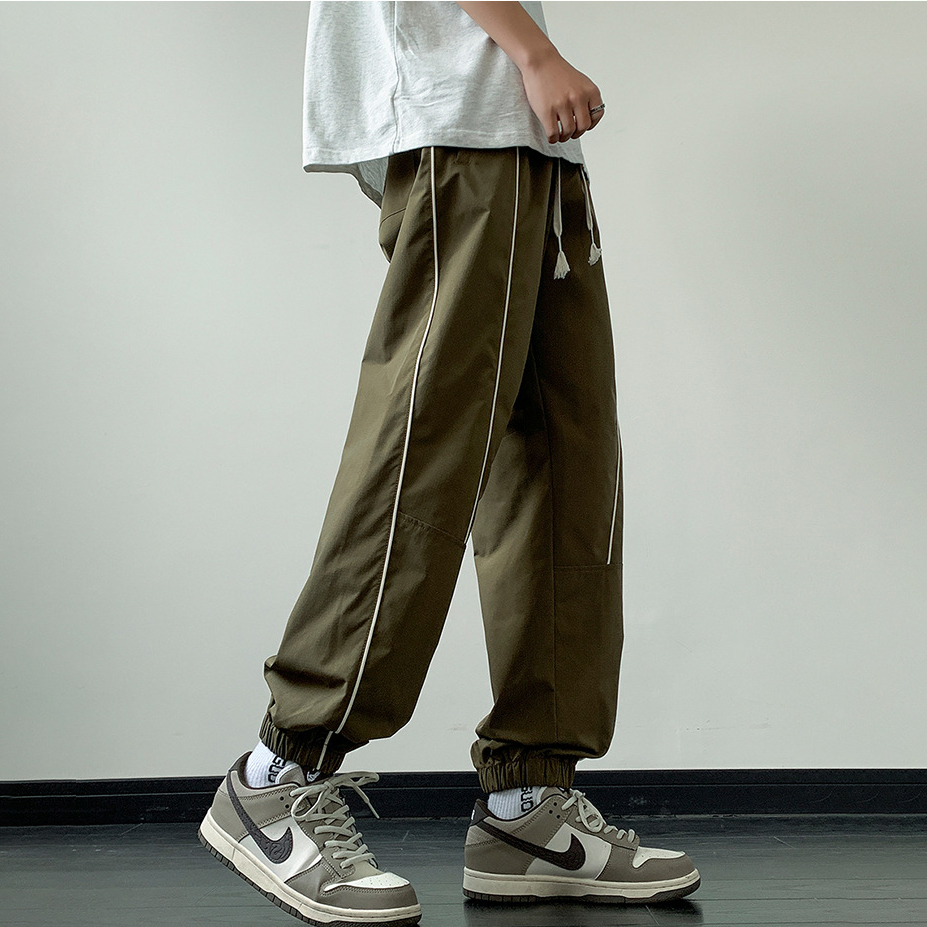 美式戶外衝鋒衛褲休閒抽繩直筒束腳傘兵褲-vivivale