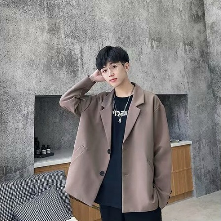 韓版潮流ins百搭休閑純色小西裝外套-vivivale