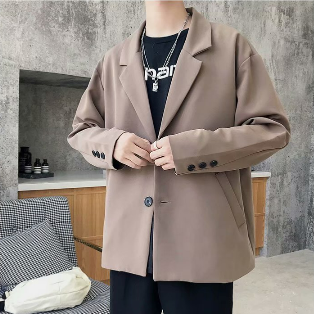 韓版潮流ins百搭休閑純色小西裝外套-vivivale